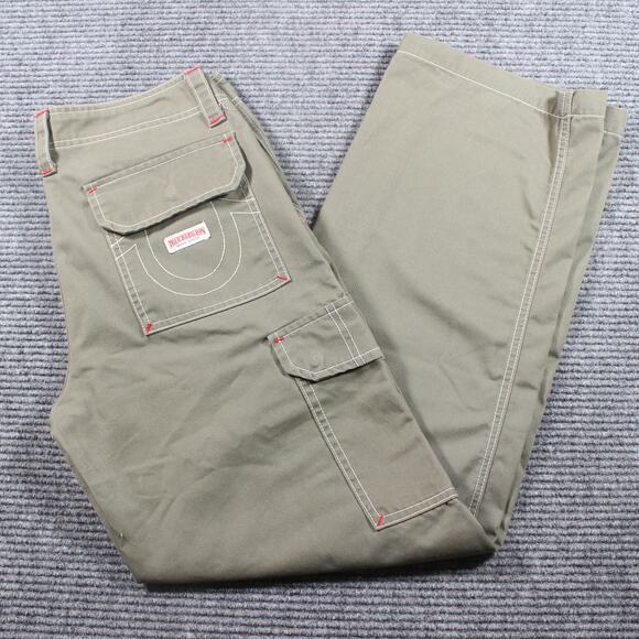 True Religion Cargo Pants Mens 27 Green Military SN Utility Pockets - Picture 1 of 12